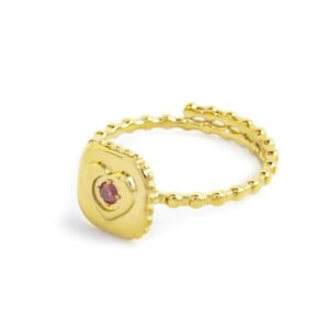 Anello con elemento quadrato e cuore