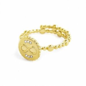 Anello con elemento tondo e infinito