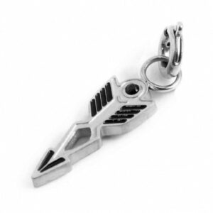 Charm acciaio satinato black oil freccia cristallo nero