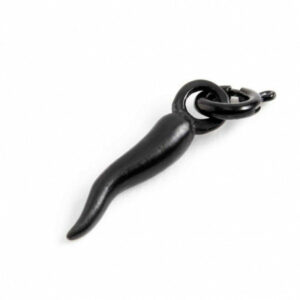 Charm acciaio pvd nero satinato corno nero