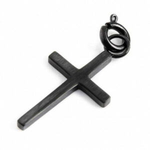 Charm acciaio pvd nero satinato croce