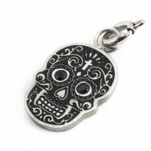 Charm acciaio satinato black oil teschio messicano