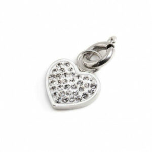 Charm acciaio strass bianchi cuore