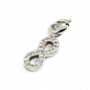 Charm acciaio strass bianchi infinito