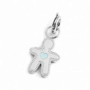 Charm bimbo cuore smalto azzurro acciaio