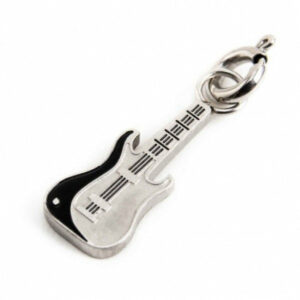 Charm chitarra acciaio satinato con smalto nero