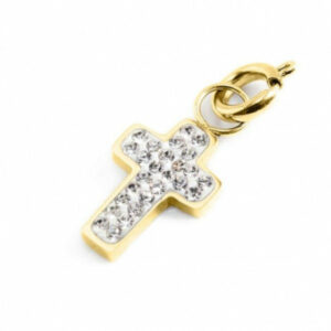 Charm oro pvd strass bianchi croce