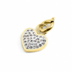 Charm oro pvd strass bianchi cuore