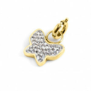 Charm oro pvd strass bianchi farfalla