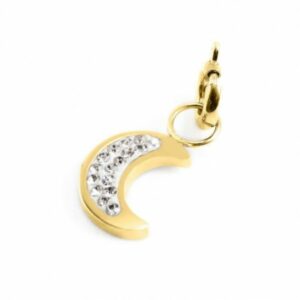 Charm oro pvd strass bianchi luna